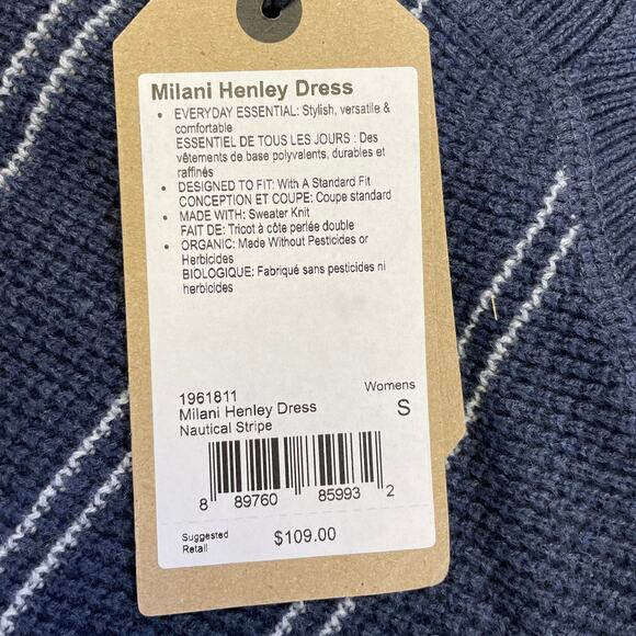 prAna Womens Milani Henley Dress Small Nautical Stripe Blue NWT - Picture 8 of 9